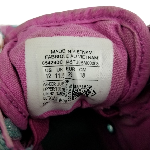 Converse Denim Look with Teal and Purple High Top Sneakers Size 12 Toddler 12 - Picture 10 of 10